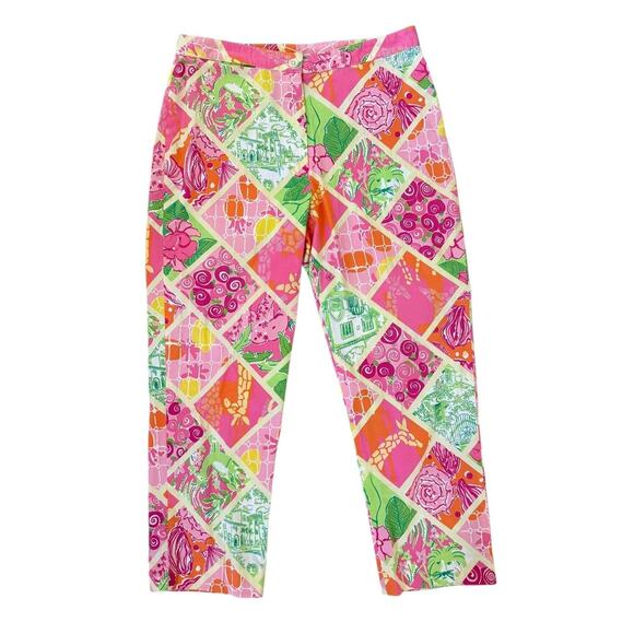 Lilly Pulitzer Surf N Patch Cropped Capri Pants Tropical Resort Women’s Size 8 - Picture 1 of 11
